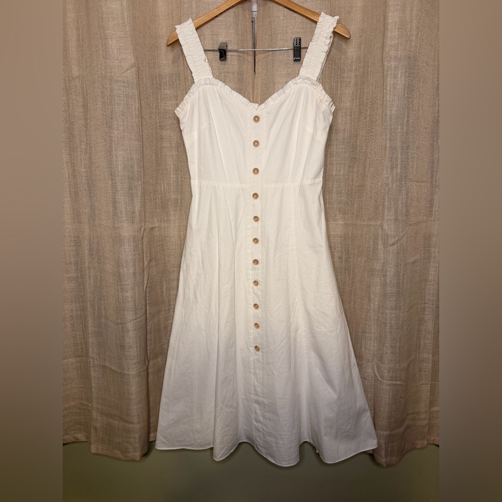 Lulu's White Button-Front Midi Dress